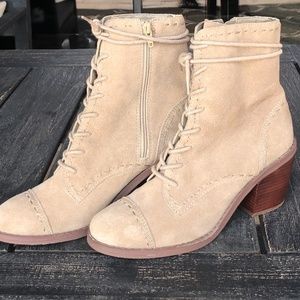 SEYCHELLES Mid-Calf Boots Suede Cream Color 9 US